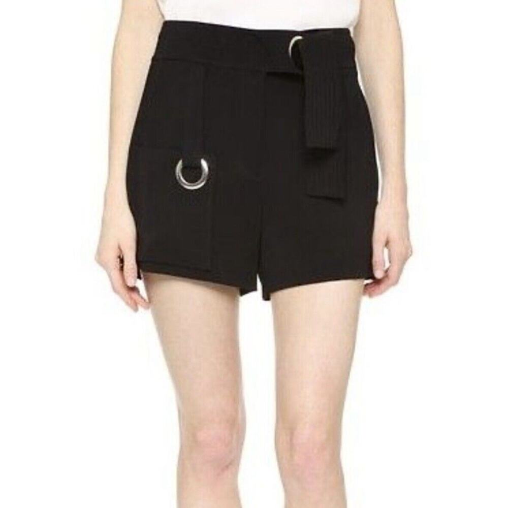 A.L.C. ALC Black Shorts Lucile Womens Size 2 Viscose Belted High Rise Inseam 3”